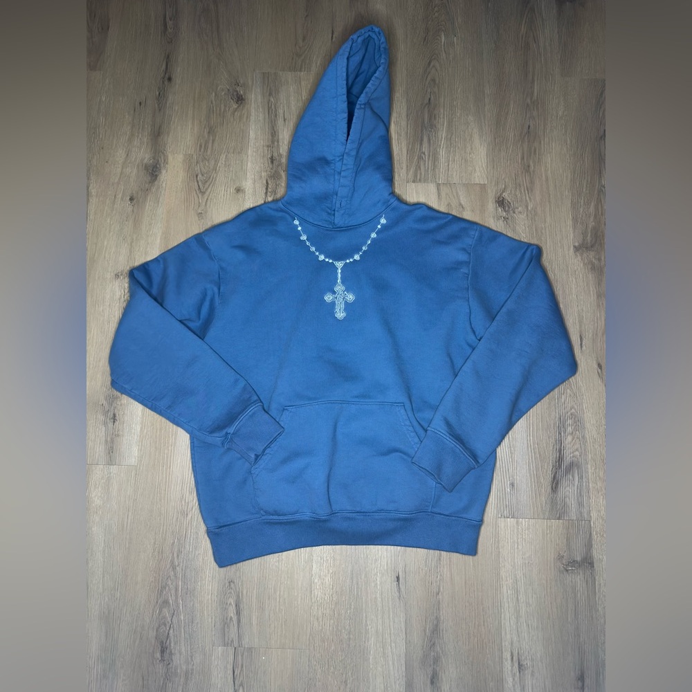 Warren Lotas Embroidery Rosary ‘Blue’ Hoodie